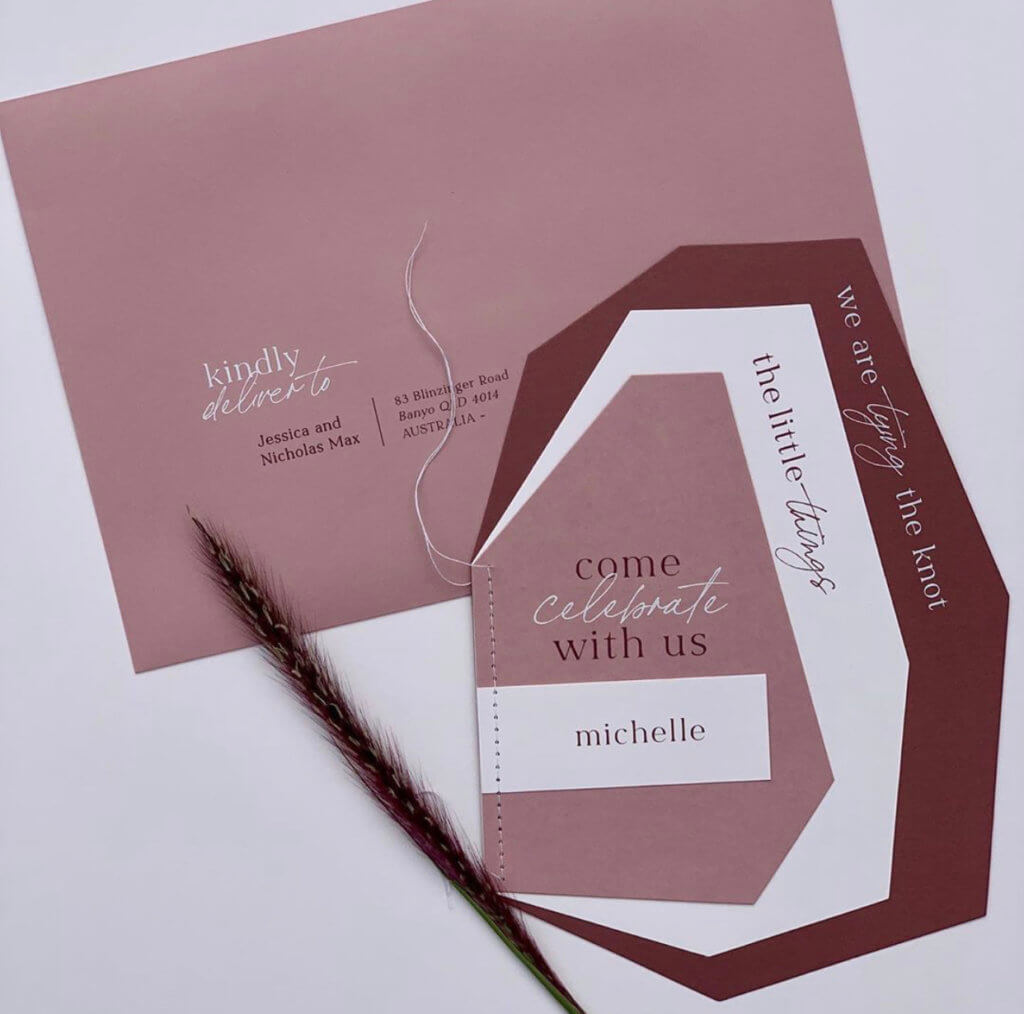 irregular geometric shapes wedding invitation card