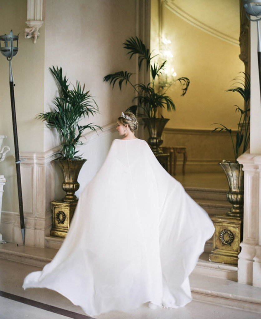 white wedding cape